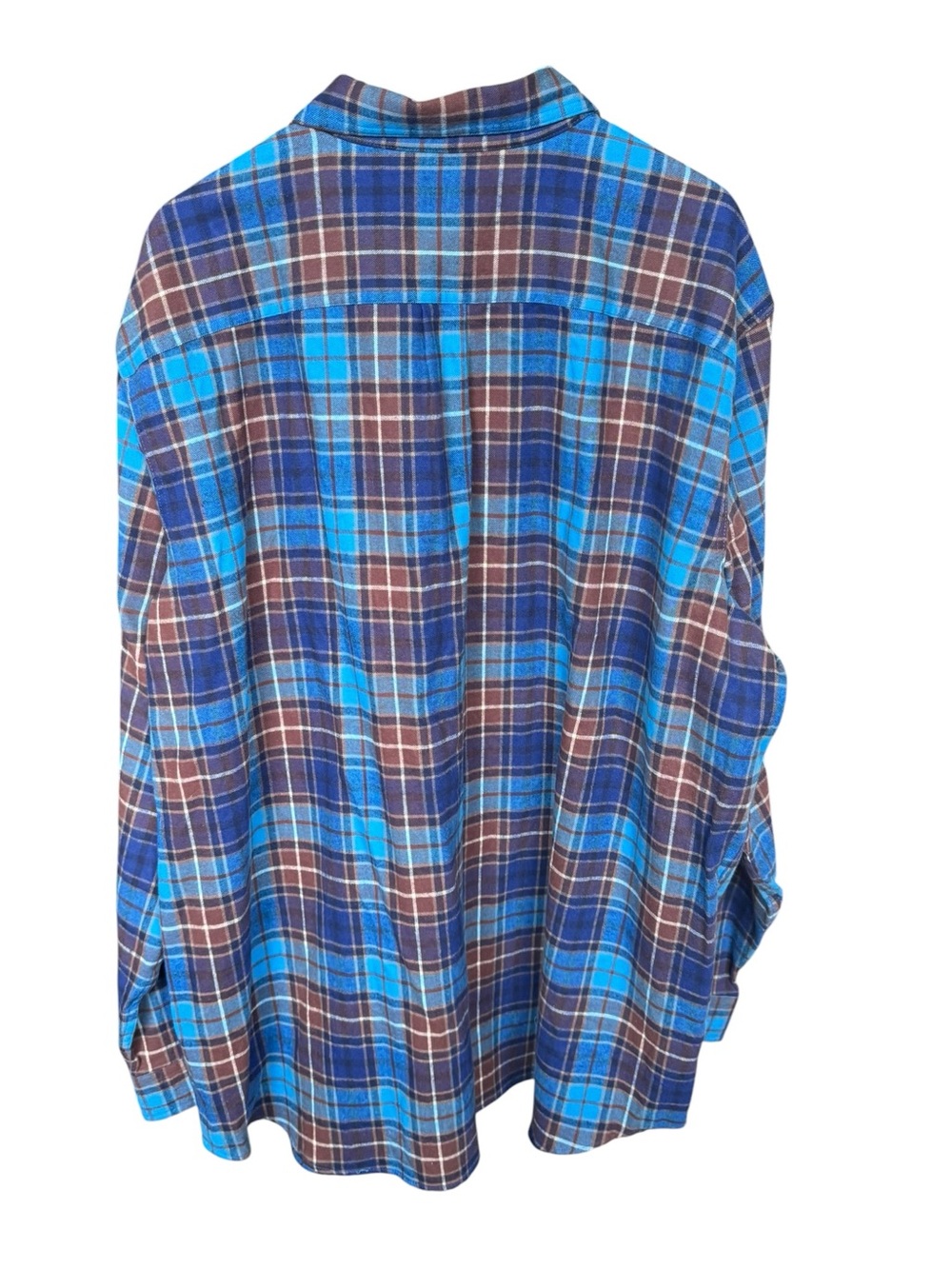 L.L.Bean Plaid Flannel Shirt XXL Blue Burgundy Cotton Button Down Hiking Y78 - Picture 2 of 7